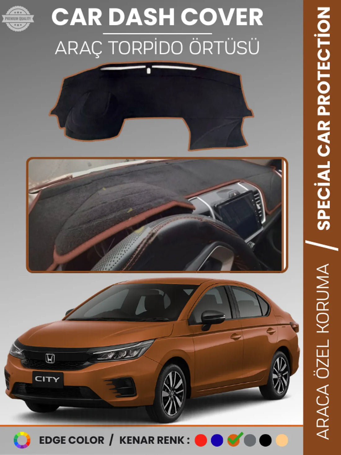 HONDA CITY (2020+) Uyumlu Torpido Örtüsü Araca Özel Ön Göğüs Koruma