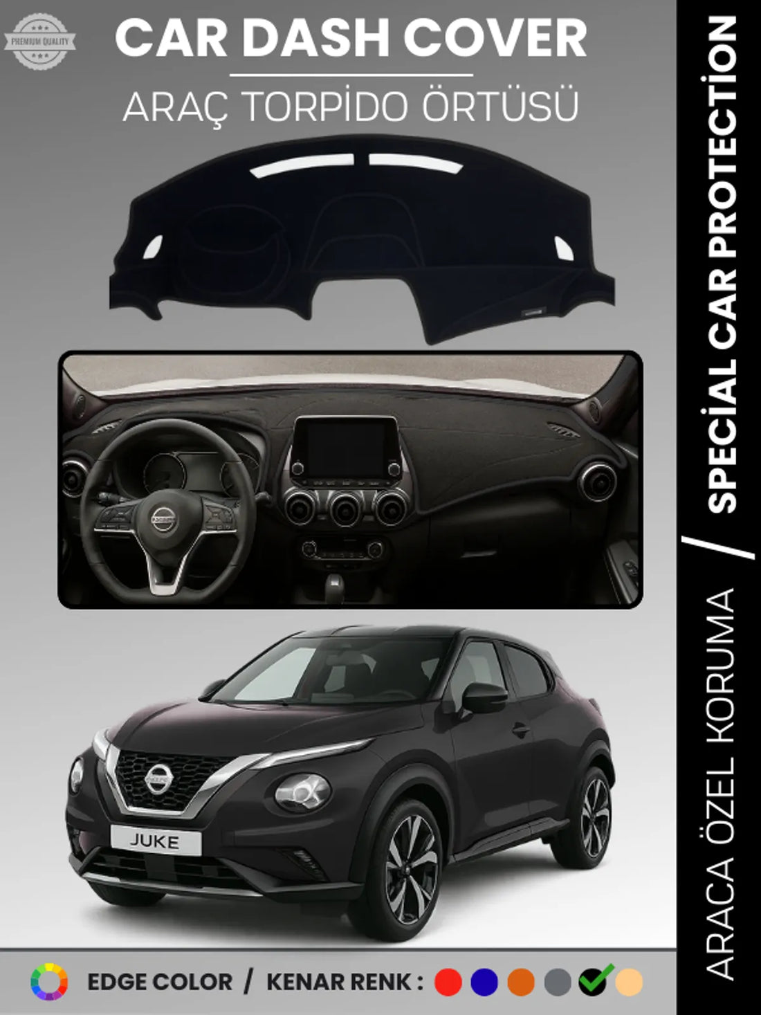 NISSAN JUKE F16 (2019-2025) Uyumlu Torpido Örtüsü Araca Özel Ön Göğüs Koruma