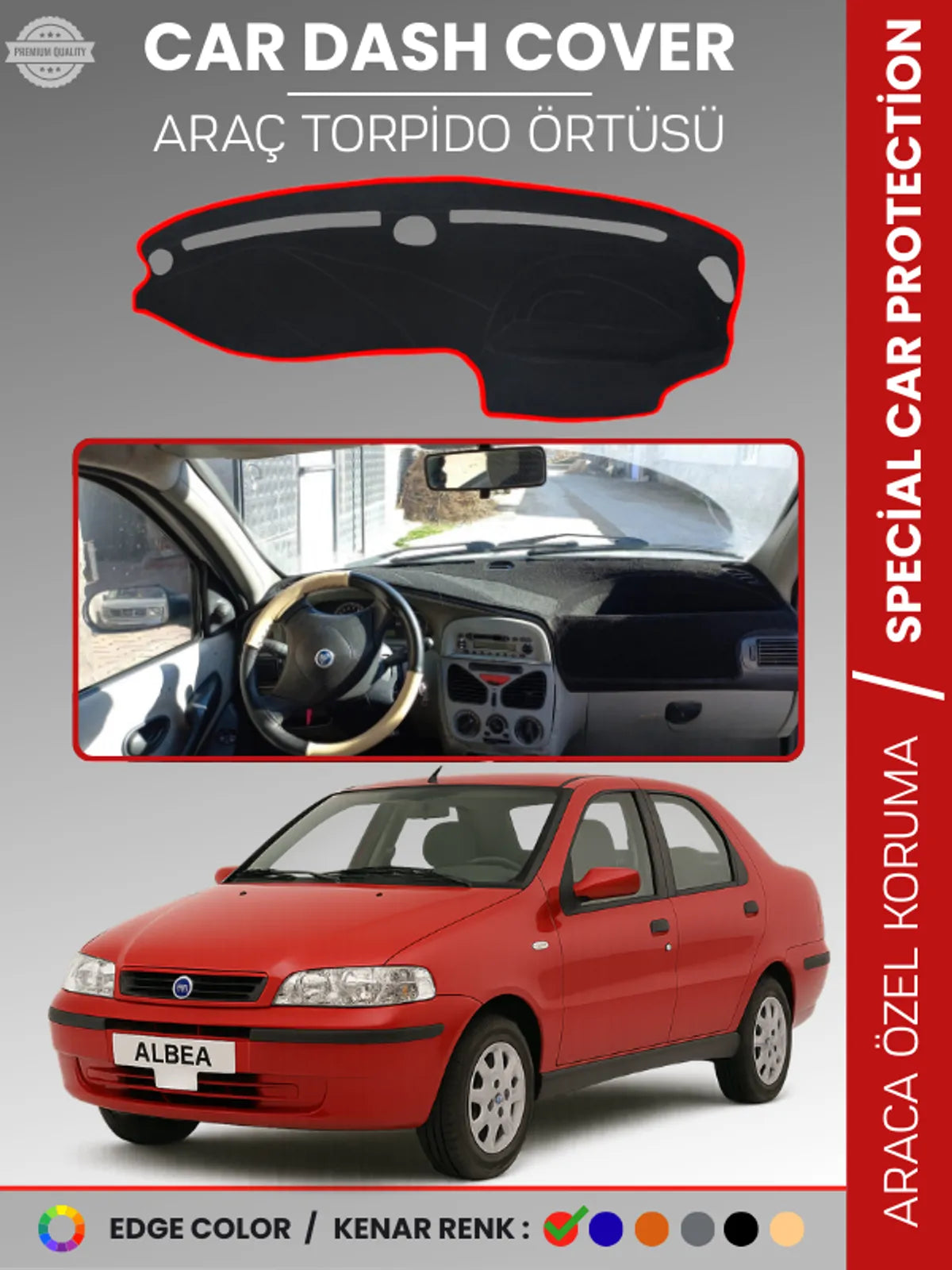 FIAT ALBEA (1999-2005) Uyumlu Torpido Örtüsü Araca Özel Ön Göğüs Koruma