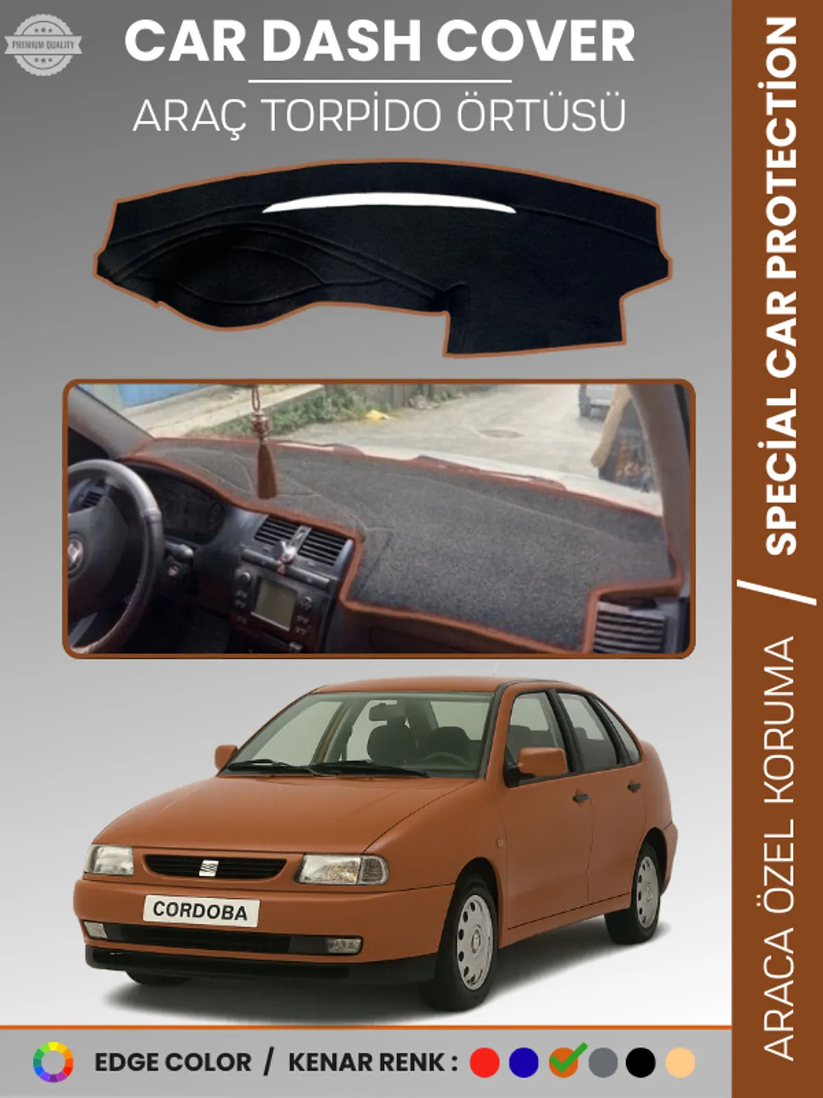 SEAT CORDOBA (1998-2001) Uyumlu Torpido Örtüsü Araca Özel Ön Göğüs Koruma