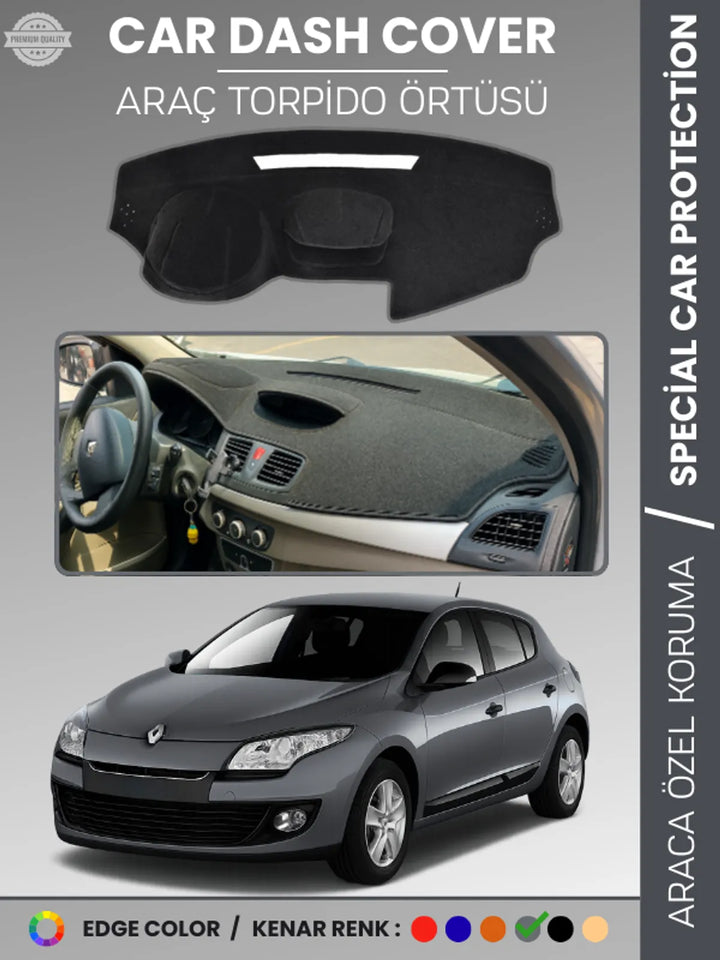 RENAULT MEGANE 3 NAVİGASYONSUZ (2009-2016) Uyumlu Torpido Örtüsü Araca Özel Ön Göğüs Koruma