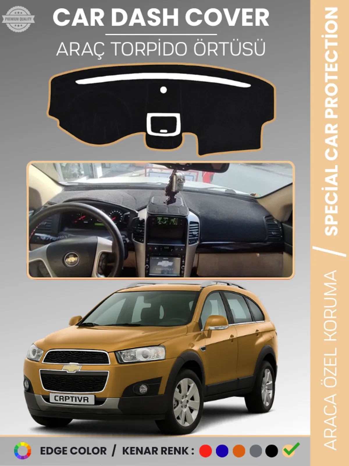 CHEVROLET CAPTİVA (2008-2011) Uyumlu Torpido Örtüsü Araca Özel Ön Göğüs Koruma