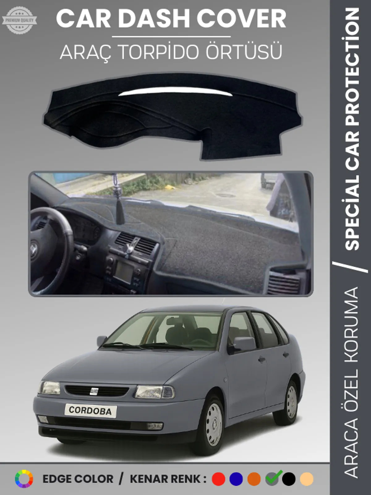 SEAT CORDOBA (1998-2001) Uyumlu Torpido Örtüsü Araca Özel Ön Göğüs Koruma