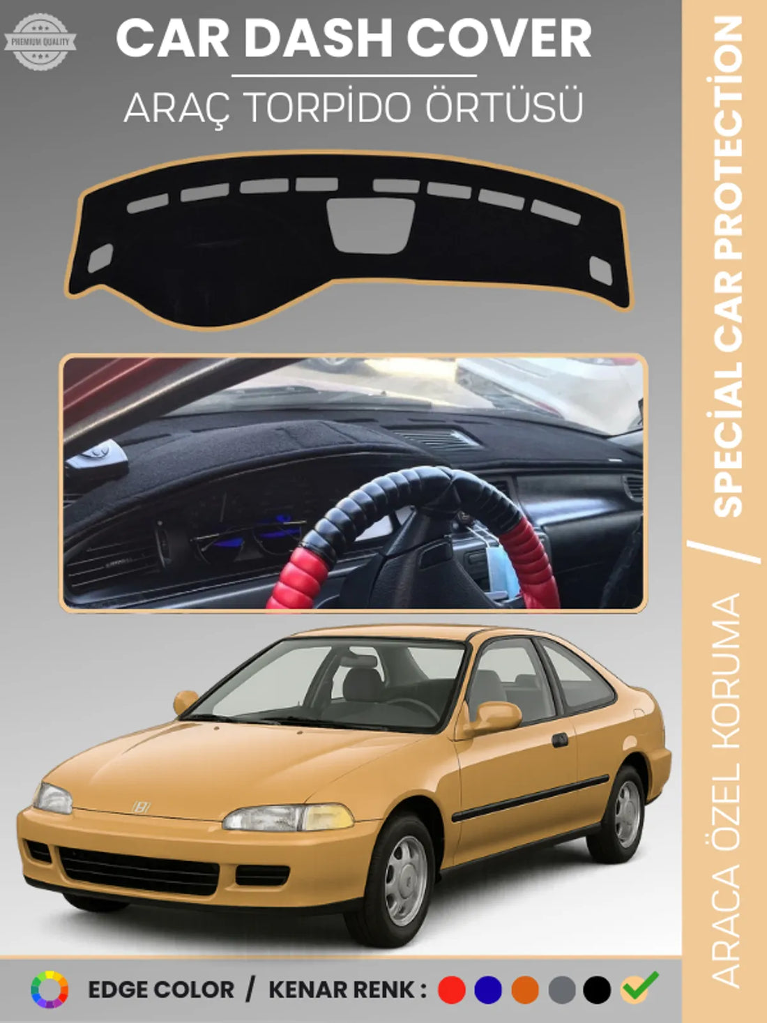 HONDA CIVIC (1994-2000) Uyumlu Torpido Örtüsü Araca Özel Ön Göğüs Koruma
