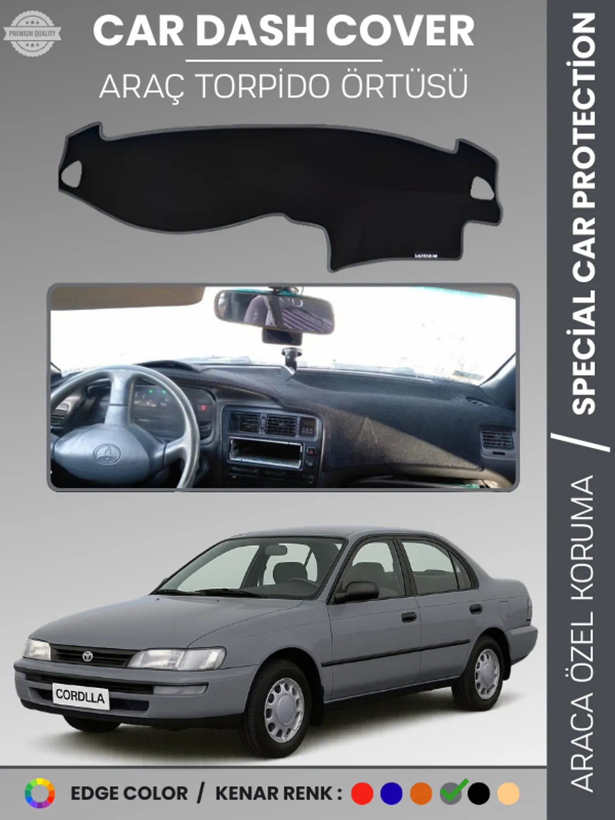 TOYOTA COROLLA E100 (1991-1995) Uyumlu Torpido Örtüsü Araca Özel Ön Göğüs Koruma