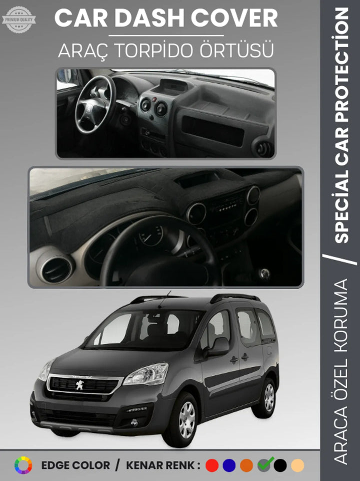 PEUGEOT PARTNER TEPEE (2008-2018) Uyumlu Torpido Örtüsü Araca Özel Ön Göğüs Koruma