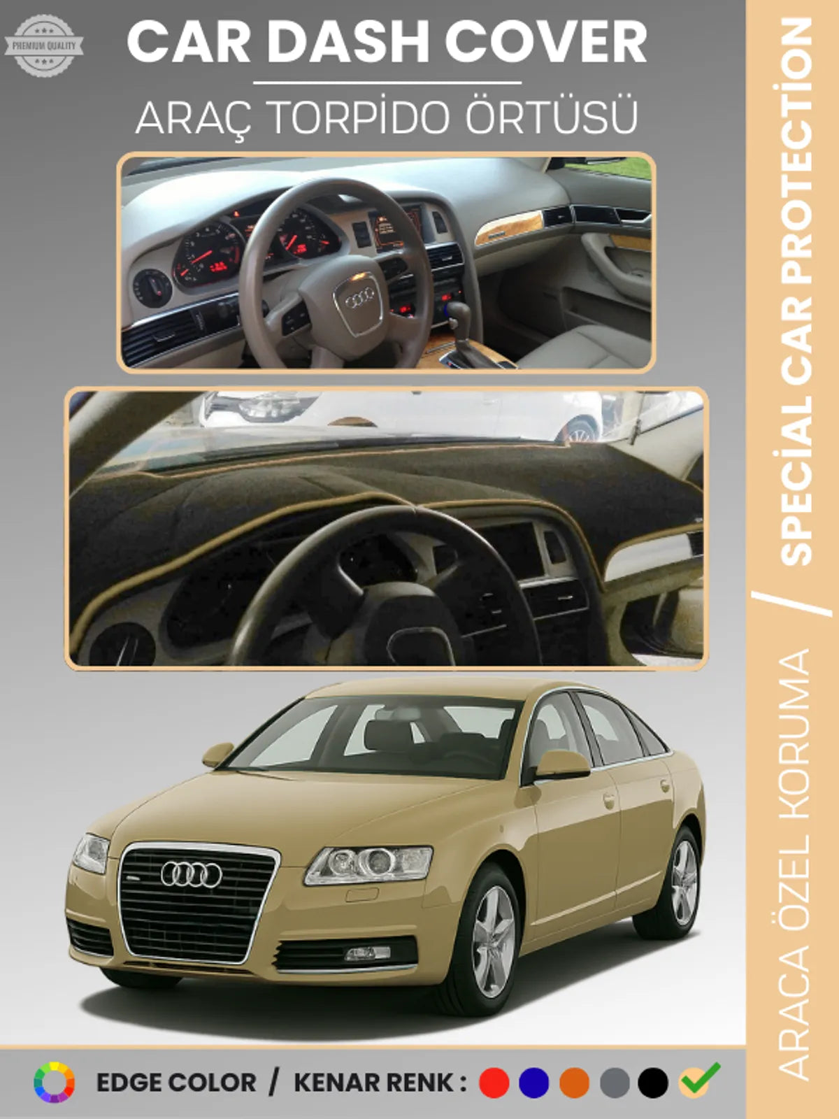 AUDI A6 (2005-2011) Uyumlu Torpido Örtüsü Araca Özel Ön Göğüs Koruma