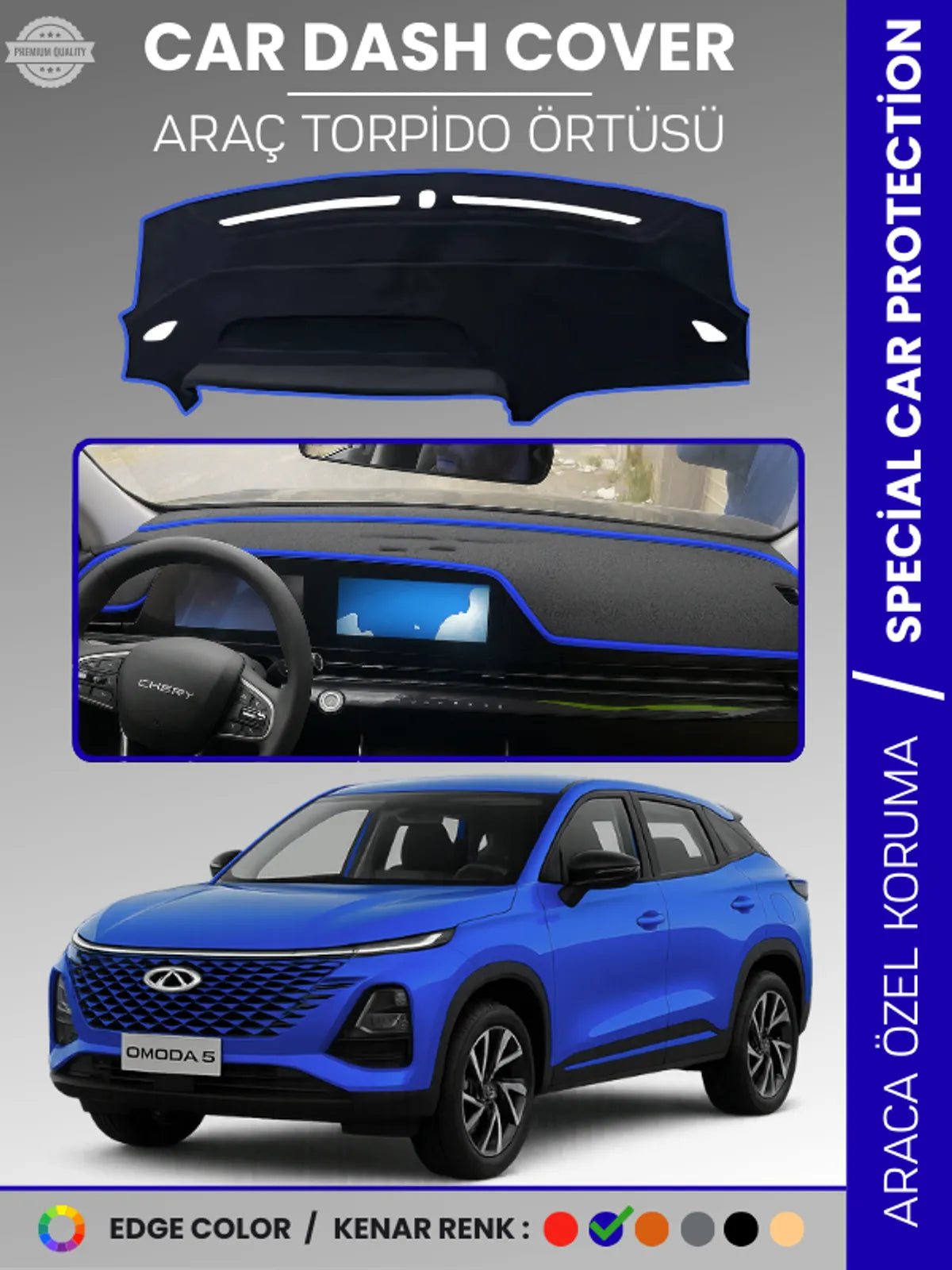 Chery Omada 5 (2022-2025) Uyumlu Torpido Örtüsü Araca Özel Ön Göğüs Koruma