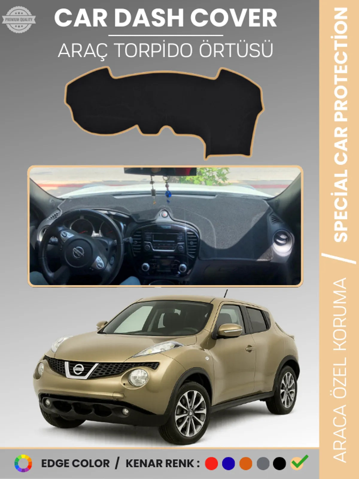 NISSAN JUKE F15 (2010-2019) Uyumlu Torpido Örtüsü Araca Özel Ön Göğüs Koruma