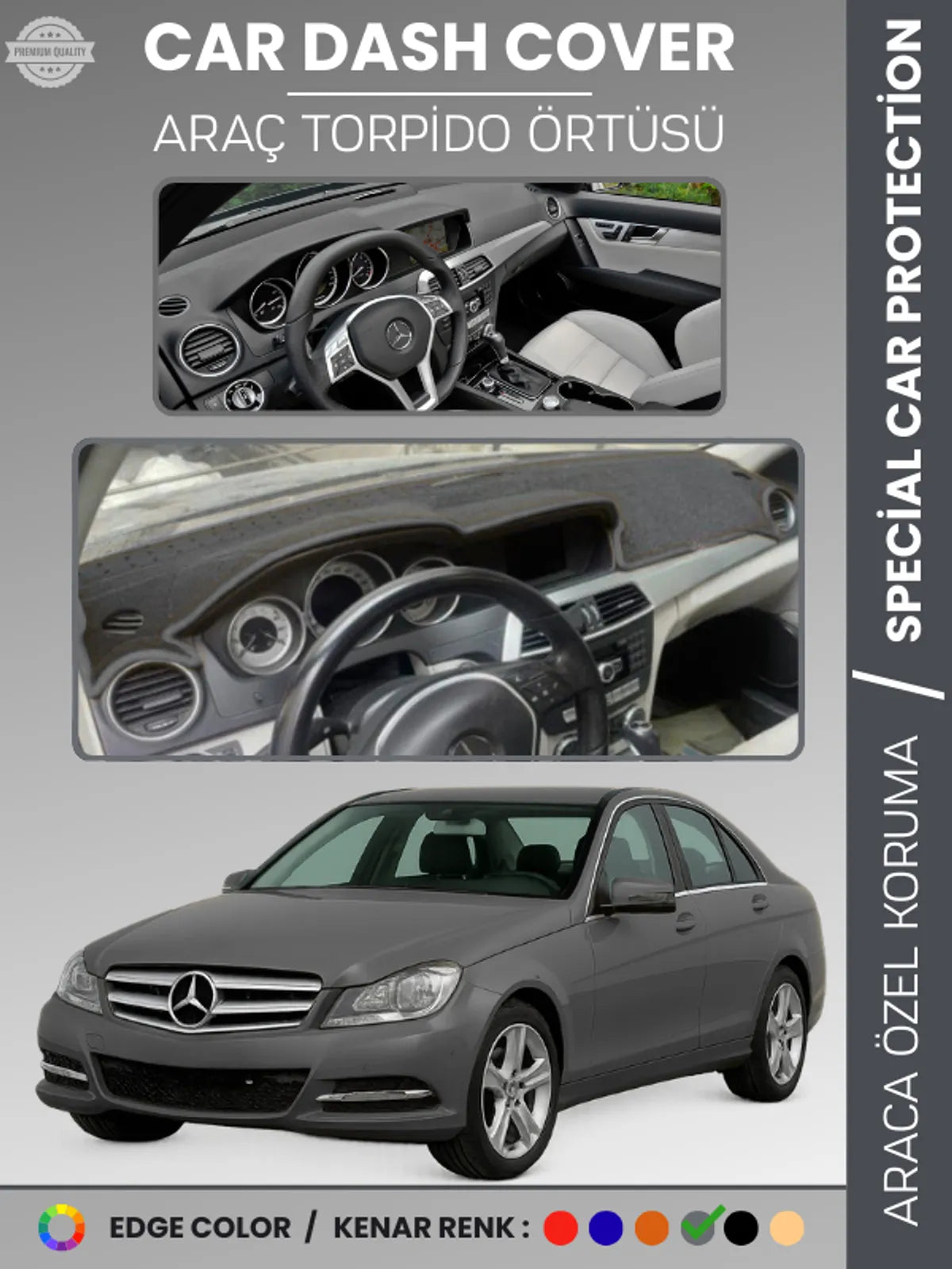 MERCEDES C CLASS W204 (2007-2014) Uyumlu Torpido Örtüsü Araca Özel Ön Göğüs Koruma