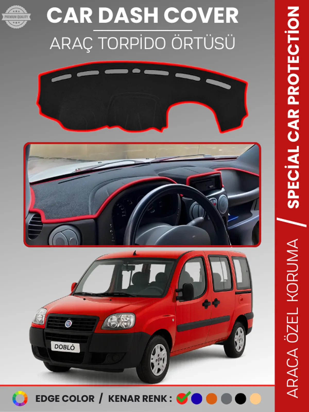 FIAT DOBLO (2000-2008) Uyumlu Torpido Örtüsü Araca Özel Ön Göğüs Koruma