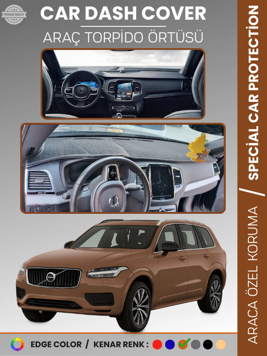 VOLVO XC90 (2015-2024) Uyumlu Torpido Örtüsü Araca Özel Ön Göğüs Koruma