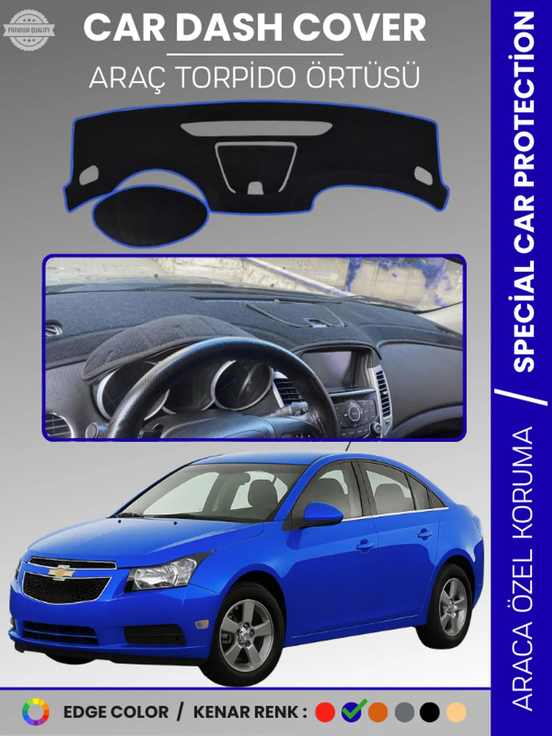 CHEVROLET Cruze (2008-2011) Uyumlu Torpido Örtüsü Araca Özel Ön Göğüs Koruma