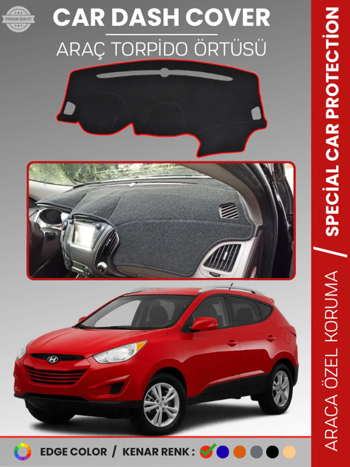 HYUNDAİ TUCSON (2009-2015) Uyumlu Torpido Örtüsü Araca Özel Ön Göğüs Koruma