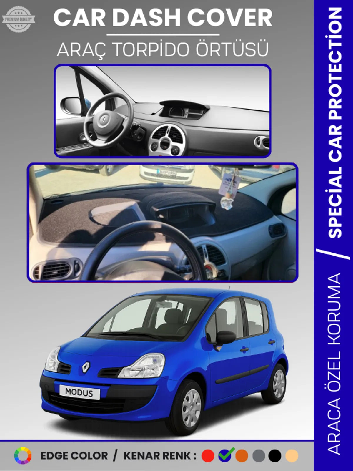 RENAULT MODUS (2004-2012) Uyumlu Torpido Örtüsü Araca Özel Ön Göğüs Koruma