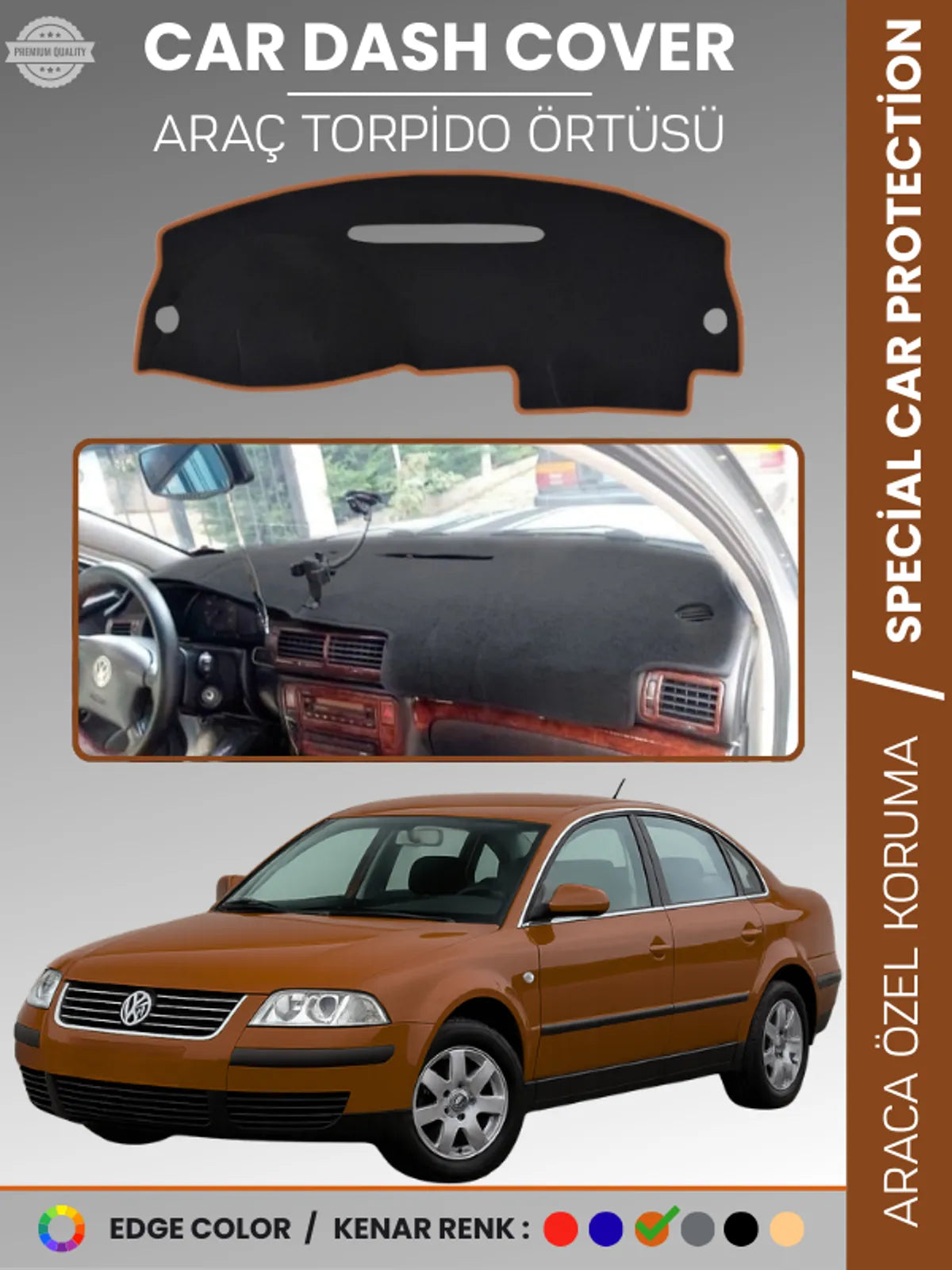 VOLKSWAGEN PASSAT B5 (1996-2005) Uyumlu Torpido Örtüsü Araca Özel Ön Göğüs Koruma