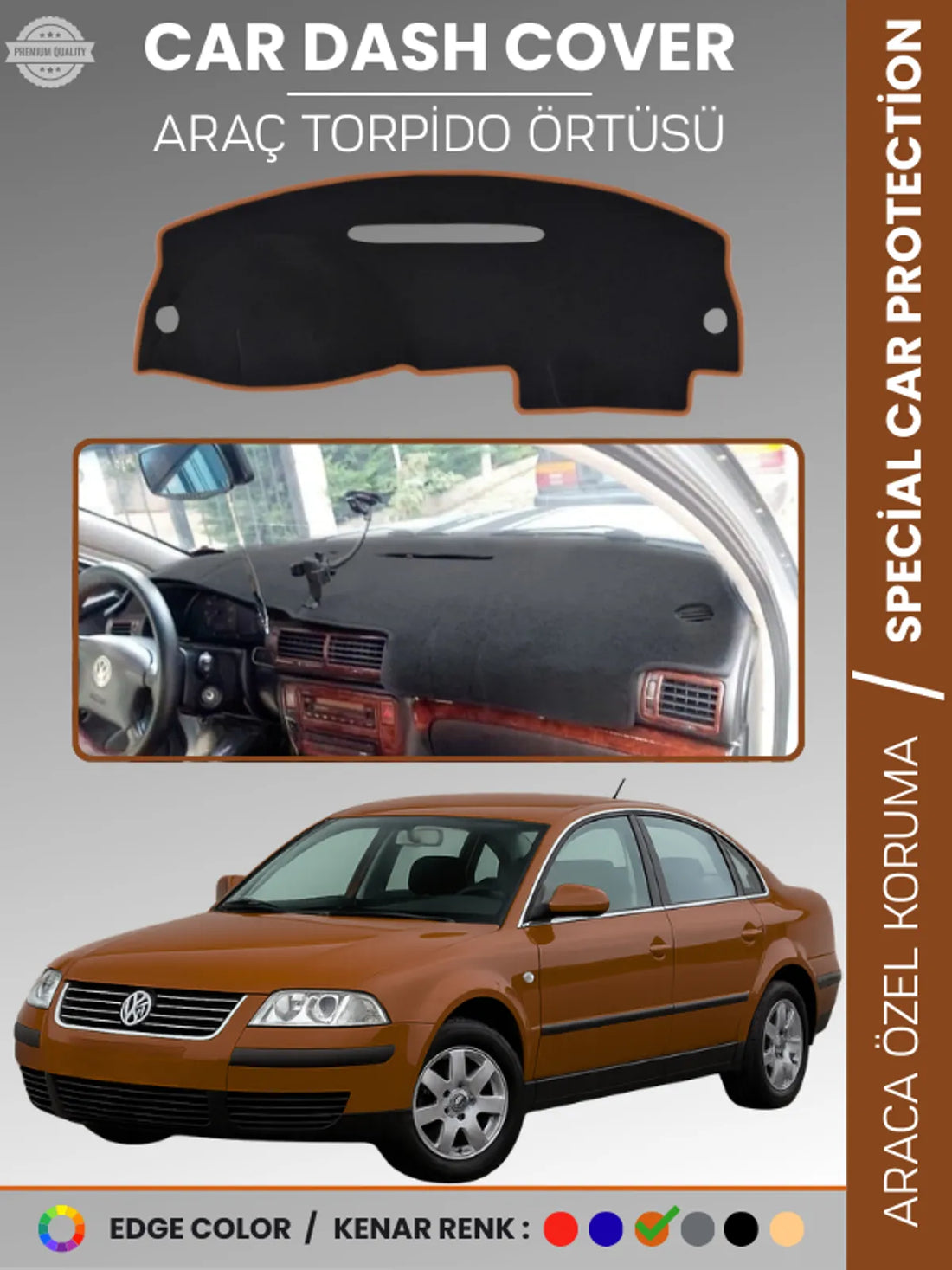 VOLKSWAGEN PASSAT B5 (1996-2005) Uyumlu Torpido Örtüsü Araca Özel Ön Göğüs Koruma