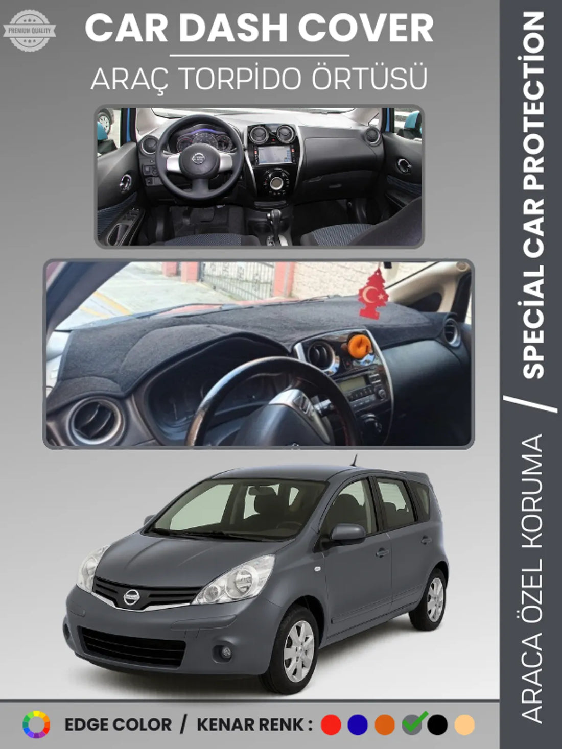 NISSAN NOTE E12 (2013-2020) Uyumlu Torpido Örtüsü Araca Özel Ön Göğüs Koruma
