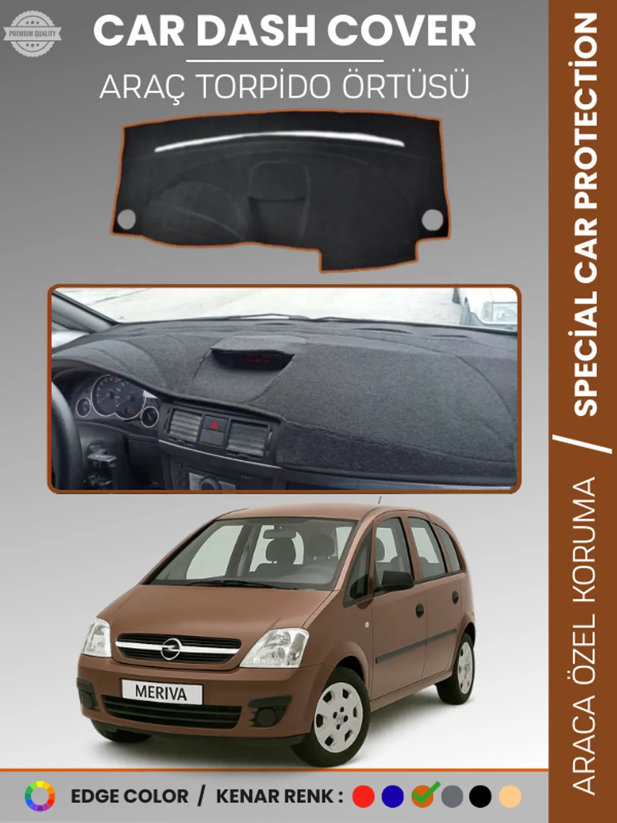 OPEL MERİVA A (2003-2010) Uyumlu Torpido Örtüsü Araca Özel Ön Göğüs Koruma
