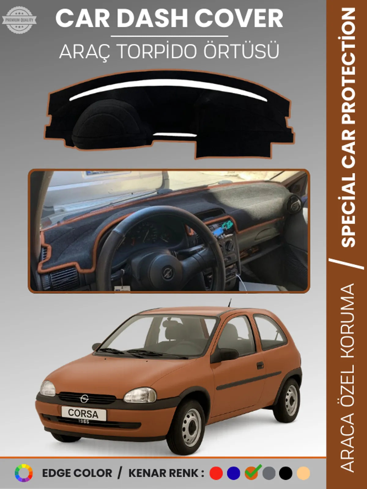 OPEL CORSA B (1993-2000) Uyumlu Torpido Örtüsü Araca Özel Ön Göğüs Koruma