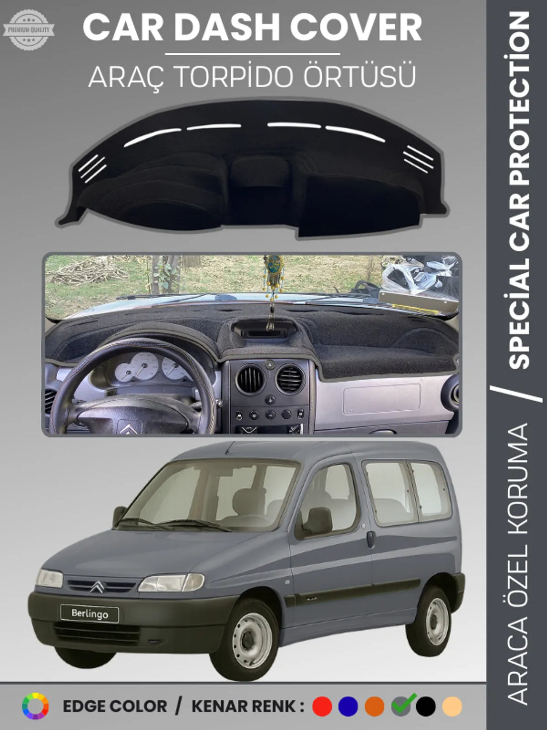 CITROEN Berlingo (1996-2001) Uyumlu Torpido Örtüsü Araca Özel Ön Göğüs Koruma
