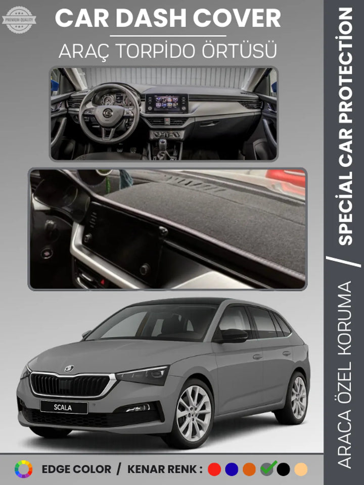 SKODA SCALA (2019-2024) Uyumlu Torpido Örtüsü Araca Özel Ön Göğüs Koruma
