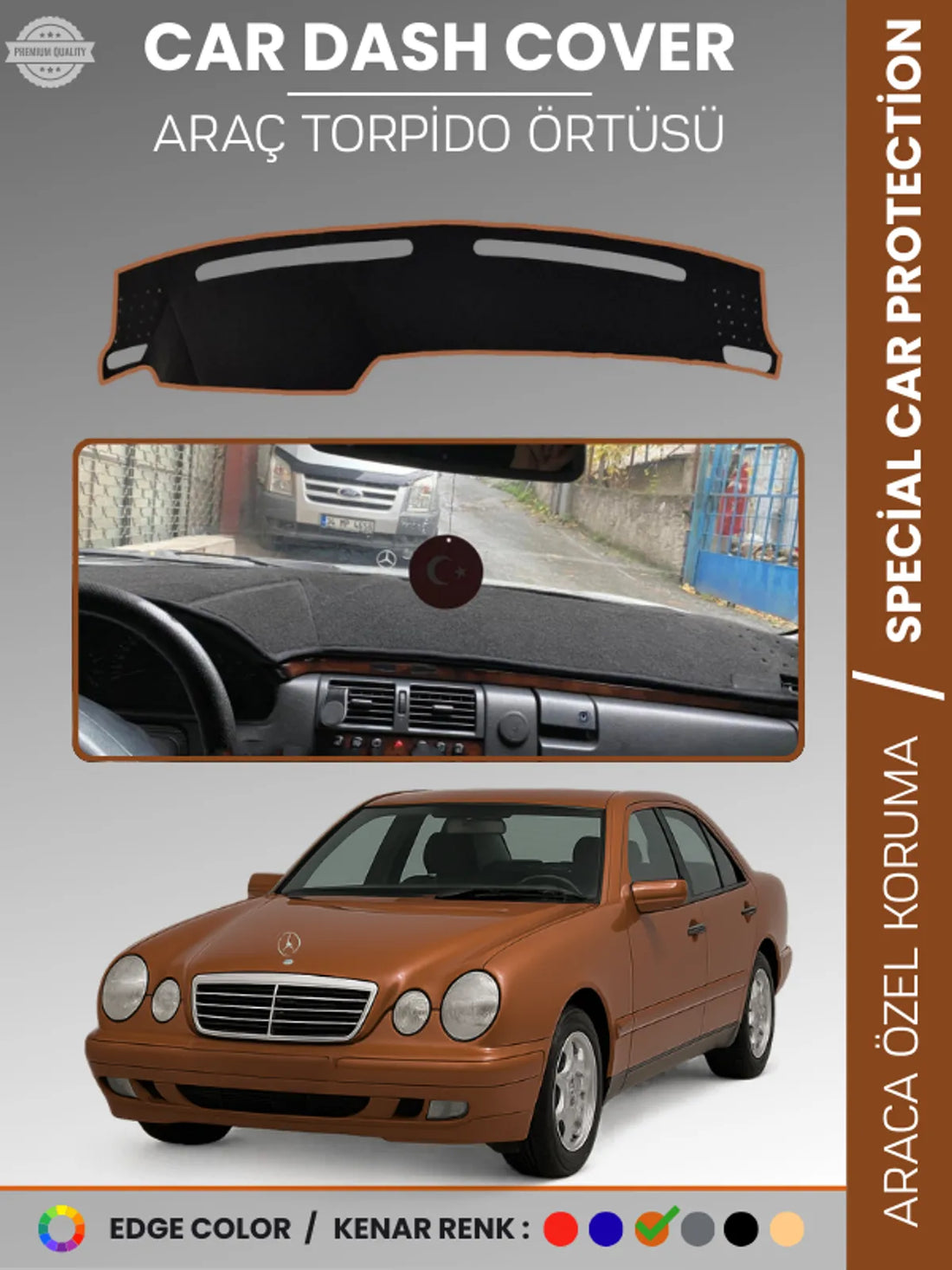 MERCEDES E200 / E220 / E240 W210 (1995-2002) Uyumlu Torpido Örtüsü Araca Özel Ön Göğüs Koruma
