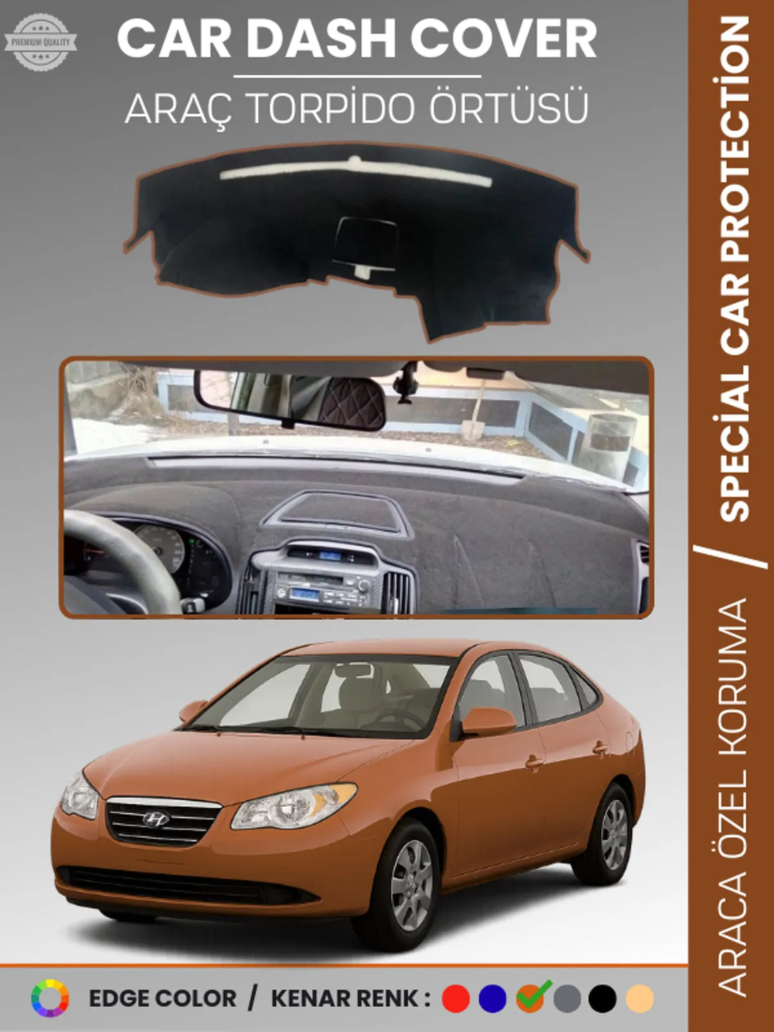 HYUNDAİ ELANTRA (2007-2011) Uyumlu Torpido Örtüsü Araca Özel Ön Göğüs Koruma