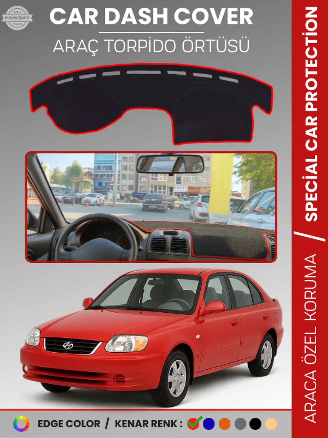 HYUNDAİ ACCENT ADMİRE-MİLENİUM (2000-2005) Uyumlu Torpido Örtüsü Araca Özel Ön Göğüs Koruma