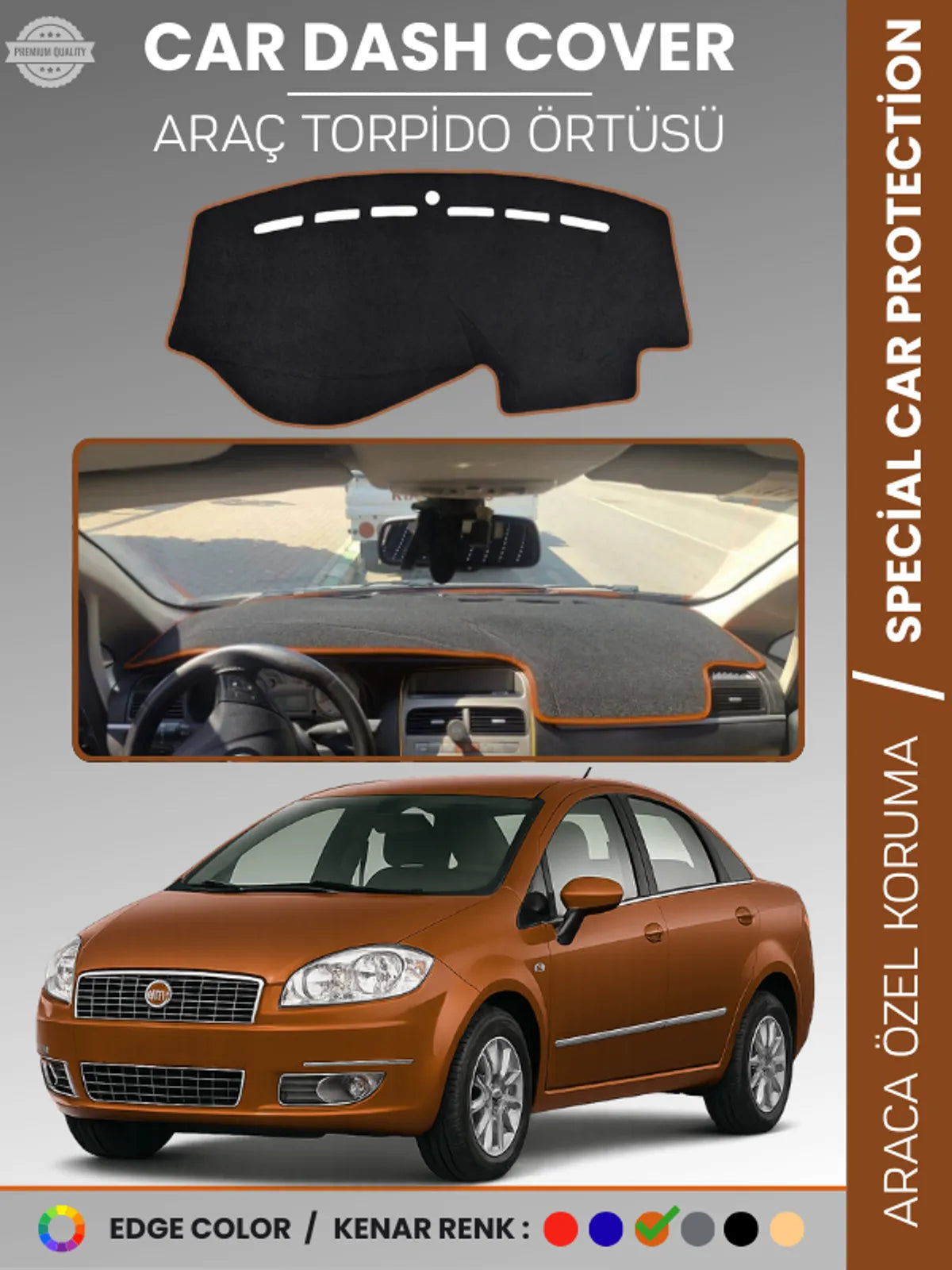 FIAT Linea (2007-2015) Uyumlu Torpido Örtüsü Araca Özel Ön Göğüs Koruma