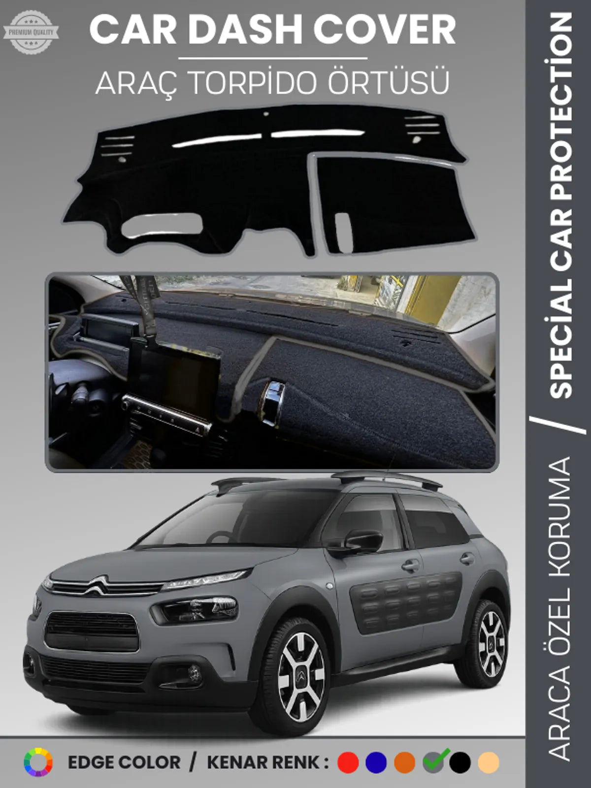 CITROEN CACTUS (2013-2018) Uyumlu Torpido Örtüsü Araca Özel Ön Göğüs Koruma
