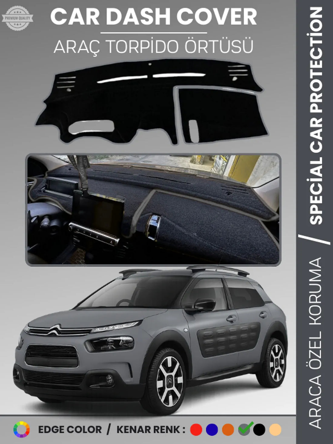 CITROEN CACTUS (2013-2018) Uyumlu Torpido Örtüsü Araca Özel Ön Göğüs Koruma