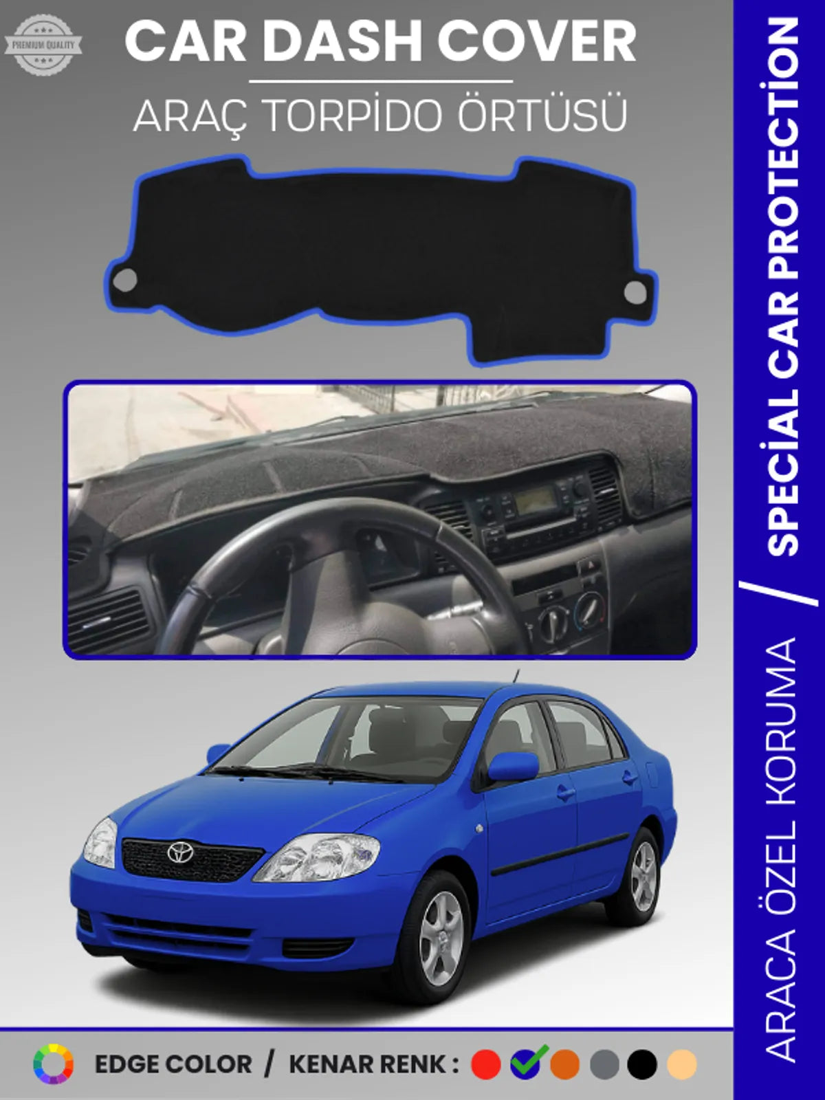 TOYOTA COROLLA E120 (2002-2007) Uyumlu Torpido Örtüsü Araca Özel Ön Göğüs Koruma