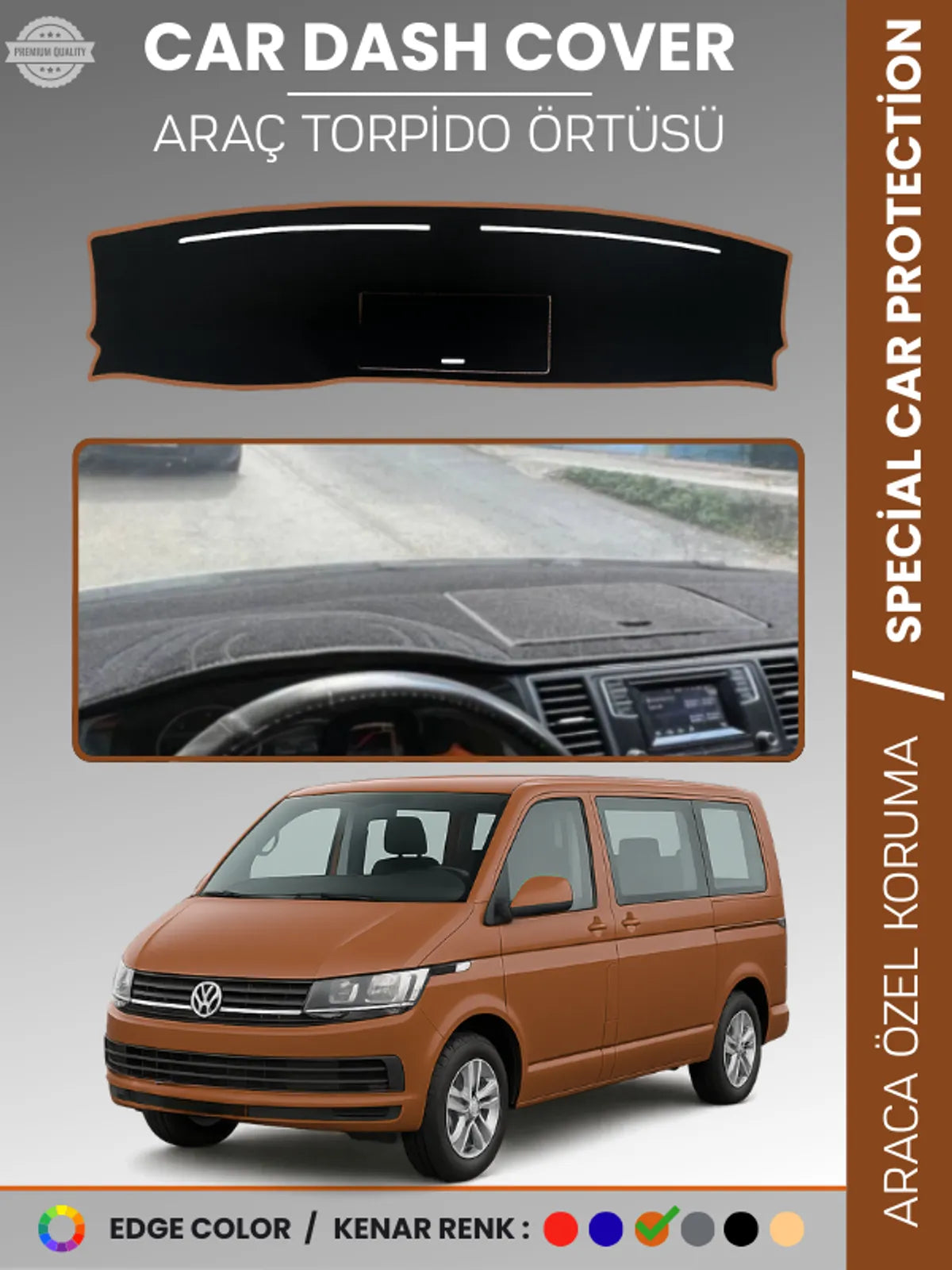 VOLKSWAGEN TRANSPORTER T6 KAPAKLI MODEL (2015-2020) Uyumlu Torpido Örtüsü Araca Özel Ön Göğüs Koruma