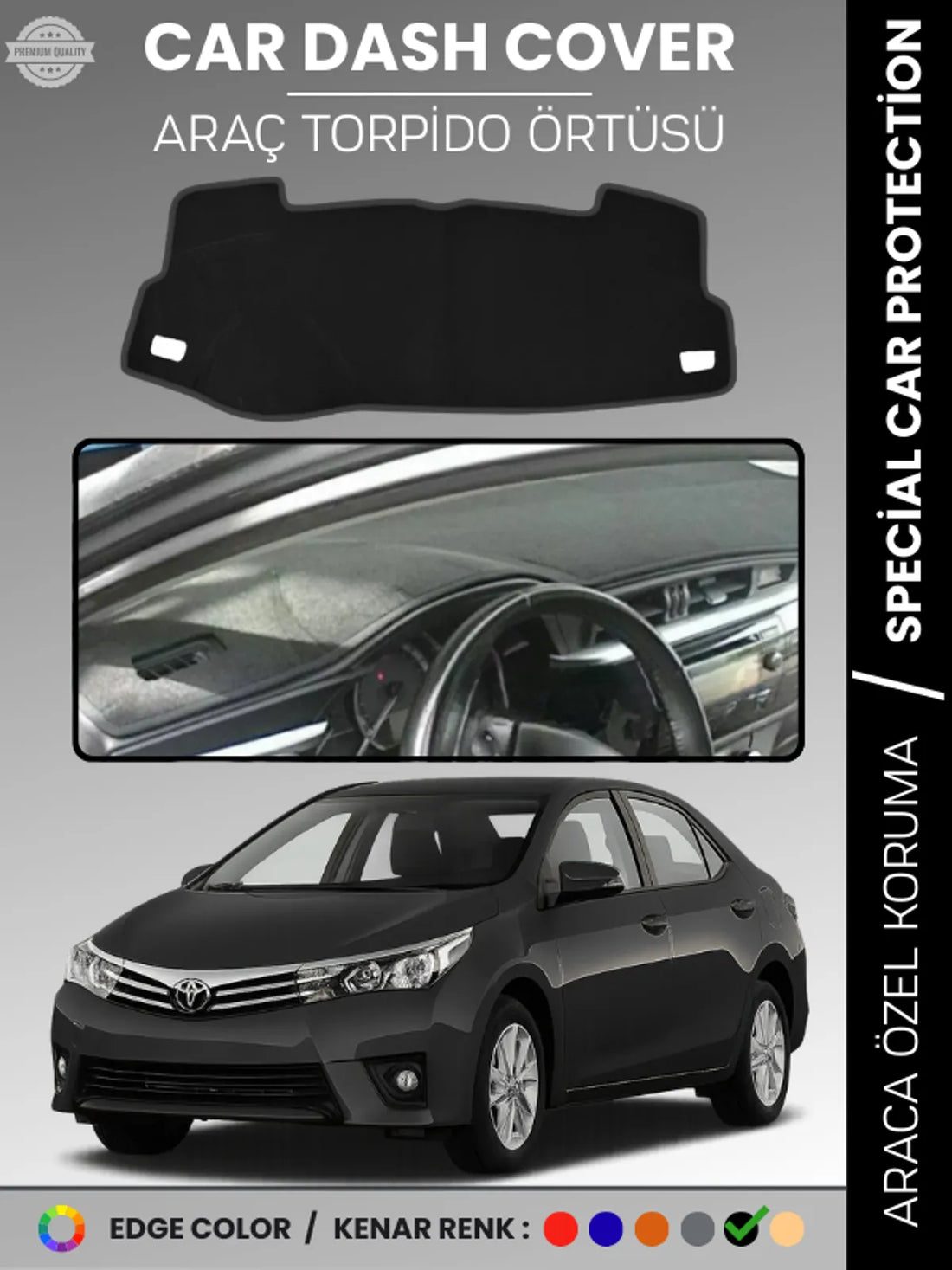 TOYOTA COROLLA E170 (2013-2019) Uyumlu Torpido Örtüsü Araca Özel Ön Göğüs Koruma