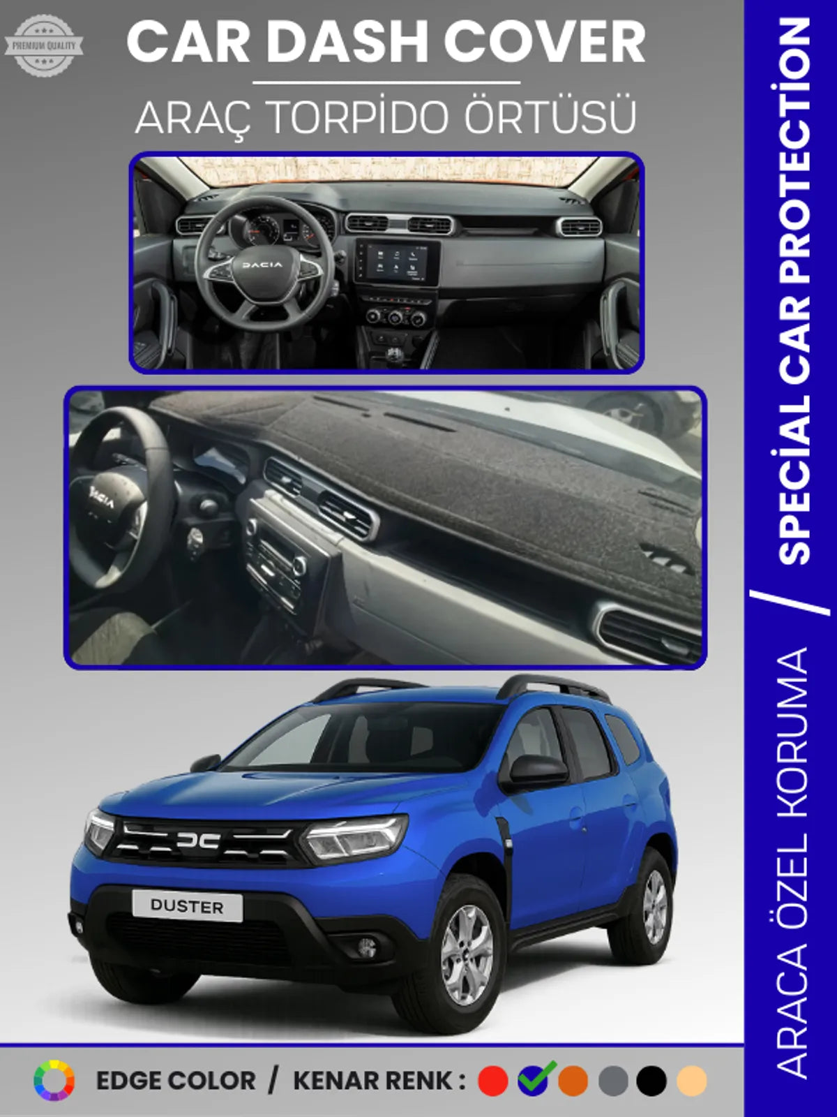 DACIA DUSTER (2023+) Uyumlu Torpido Örtüsü Araca Özel Ön Göğüs Koruma