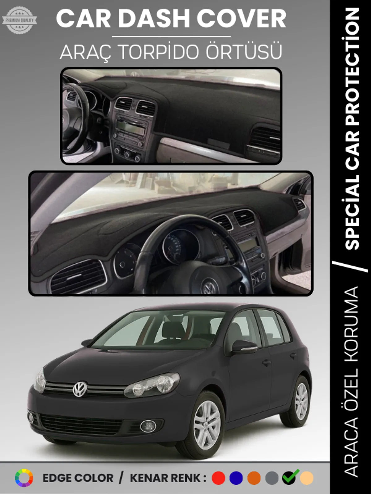 VOLKSWAGEN GOLF 6 (2008-2012) Uyumlu Torpido Örtüsü Araca Özel Ön Göğüs Koruma