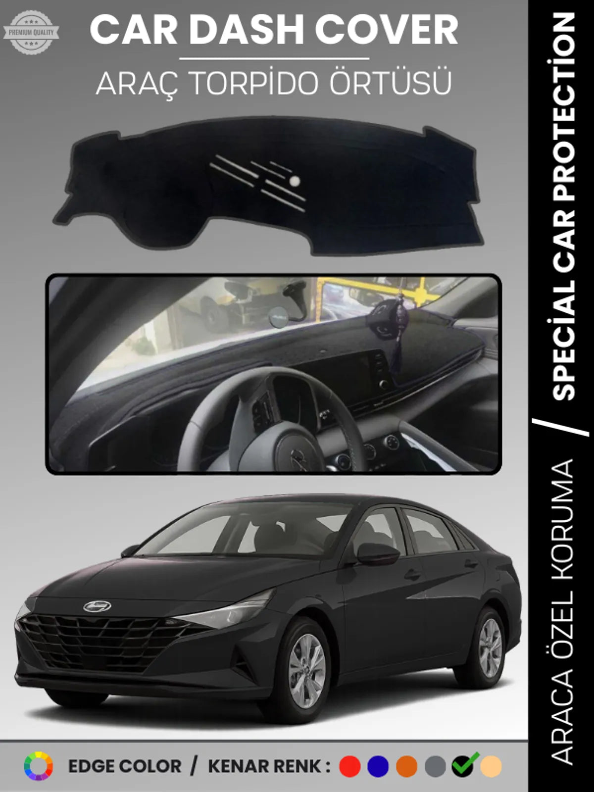 HYUNDAİ ELANTRA (2021+) Uyumlu Torpido Örtüsü Araca Özel Ön Göğüs Koruma