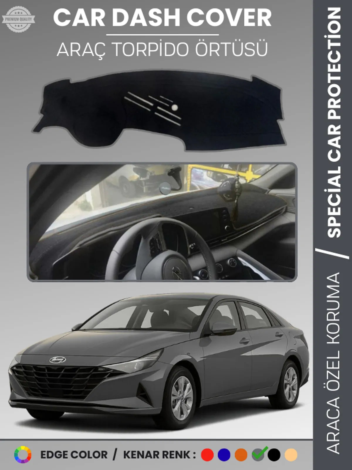 HYUNDAİ ELANTRA (2021+) Uyumlu Torpido Örtüsü Araca Özel Ön Göğüs Koruma