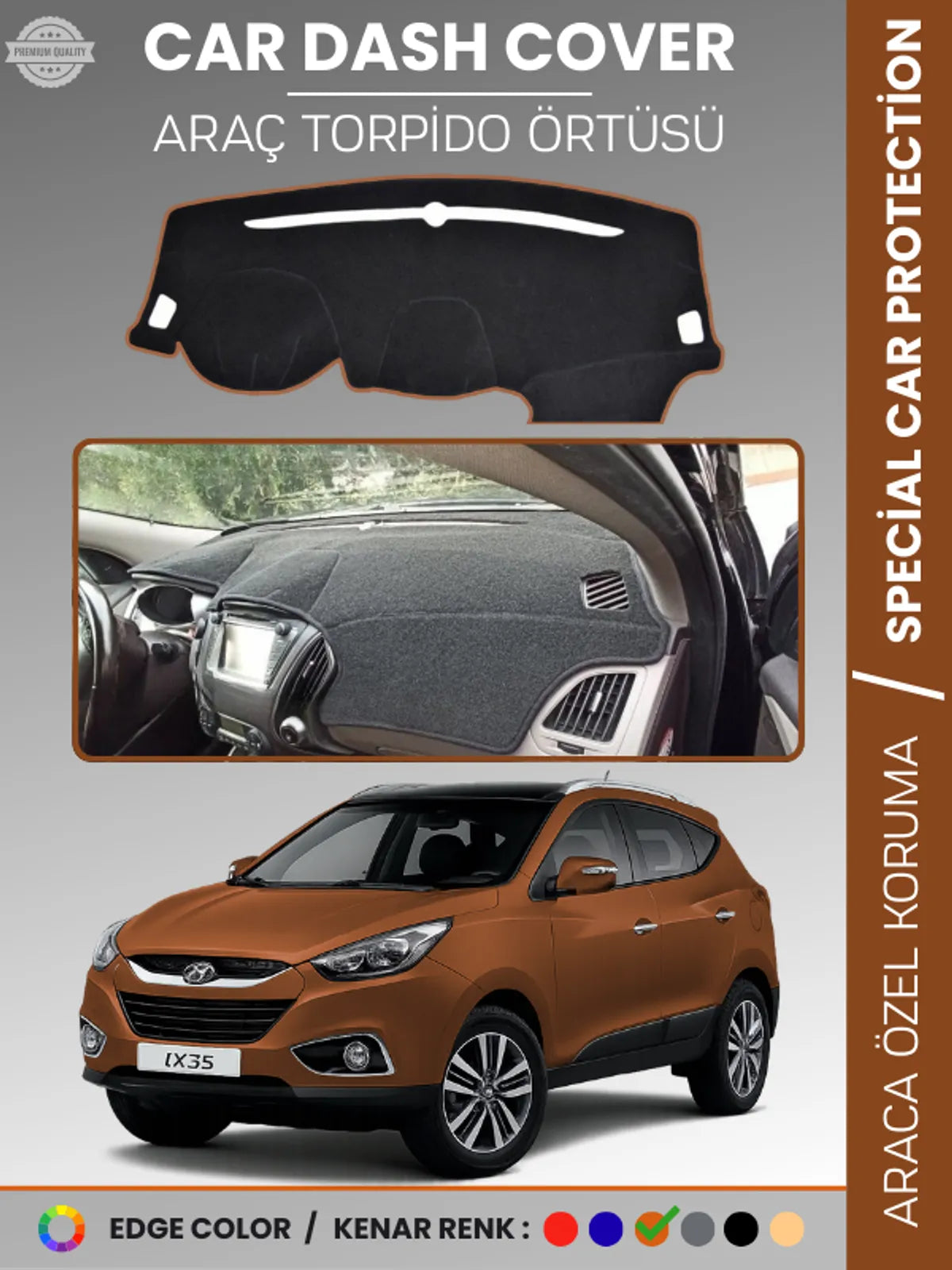 HYUNDAİ İX35 (2009-2015) Uyumlu Torpido Örtüsü Araca Özel Ön Göğüs Koruma