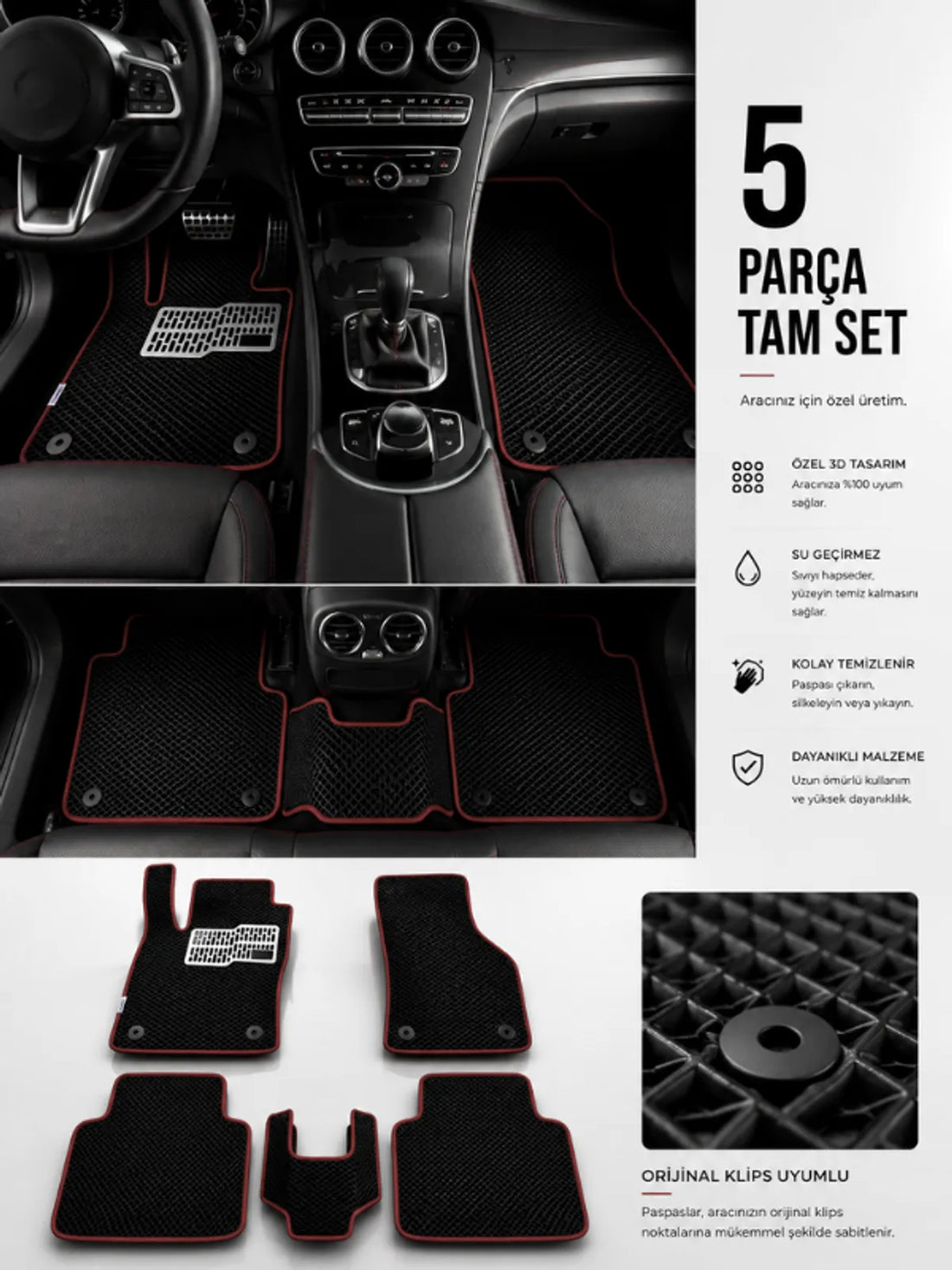 Chery Tiggo 8 Pro Max-5 KISilik (2024-20 Araca Özel EVA Oto Paspas Seti Topukluk Dahil Tam Set