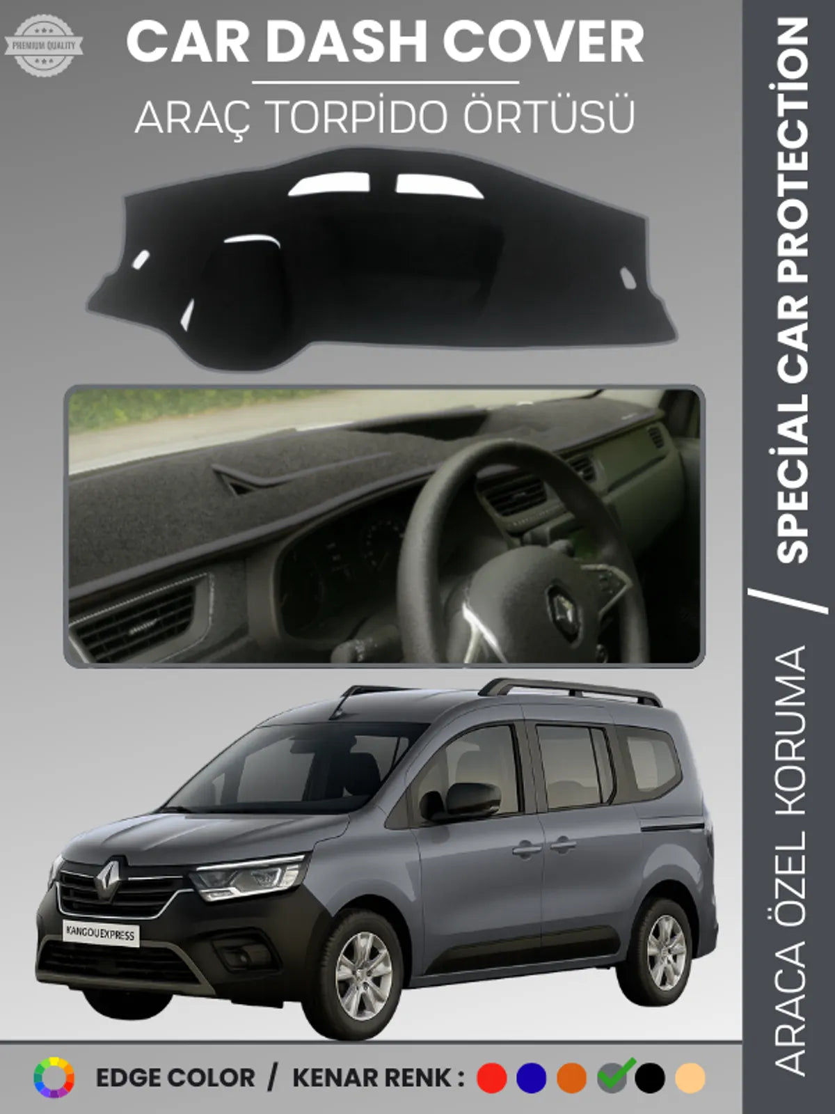 RENAULT KANGOO EXPRESS (2021-2024) Uyumlu Torpido Örtüsü Araca Özel Ön Göğüs Koruma