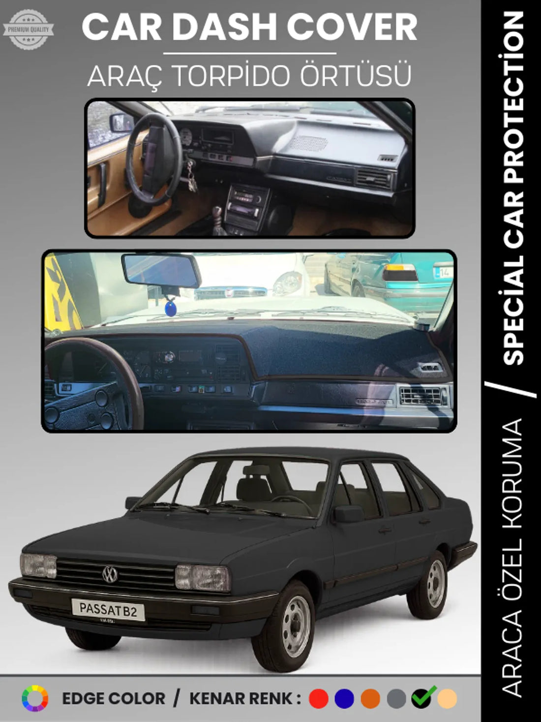 VOLKSWAGEN PASSAT B2 (1981-1988) Uyumlu Torpido Örtüsü Araca Özel Ön Göğüs Koruma