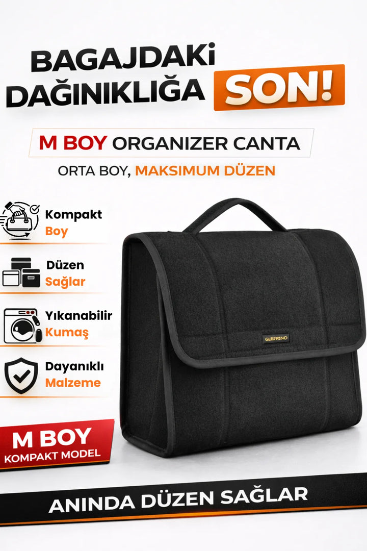 Oto Bagaj Çantası M Boy Kaymaz Cırt Bantlı Velur Kompakt Düzenleyici