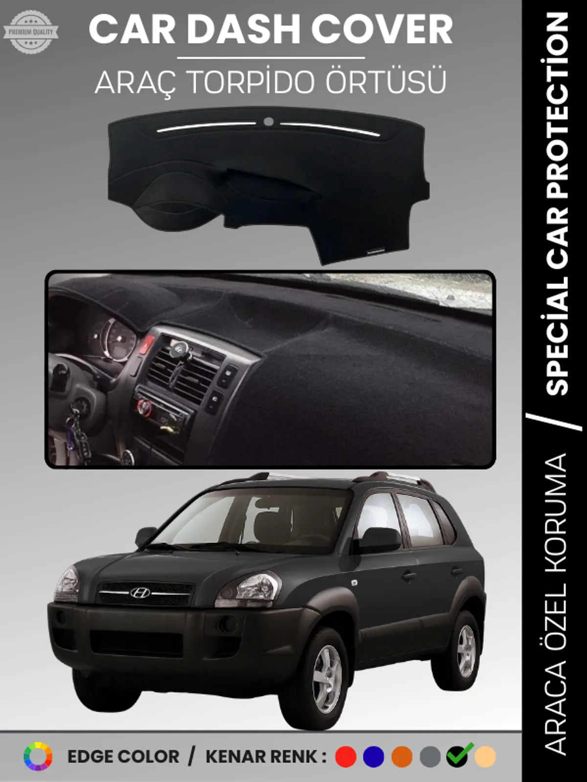 HYUNDAİ TUCSON (2004-2009) Uyumlu Torpido Örtüsü Araca Özel Ön Göğüs Koruma