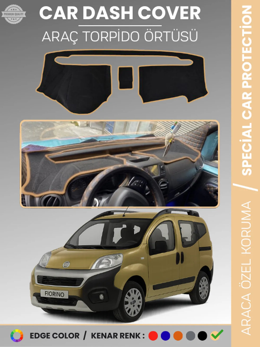 FIAT FİORİNO (2007-2024) Uyumlu Torpido Örtüsü Araca Özel Ön Göğüs Koruma