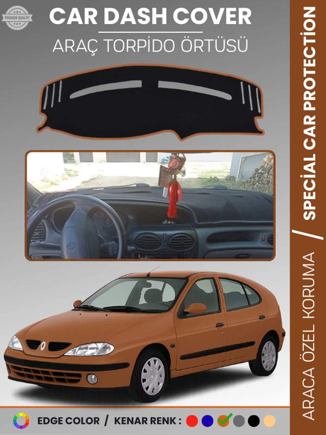 RENAULT MEGANE 1 (1999-2003) Uyumlu Torpido Örtüsü Araca Özel Ön Göğüs Koruma