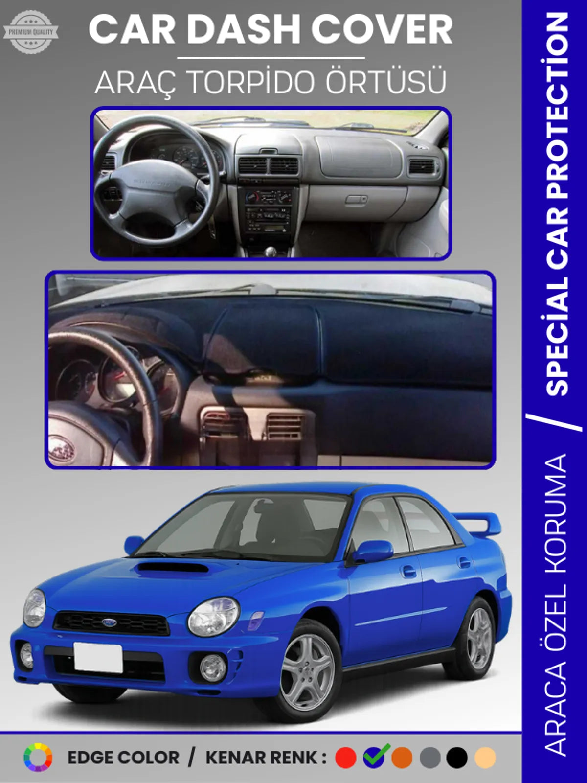 SUBARU IMPREZZA (1998-2000) Uyumlu Torpido Örtüsü Araca Özel Ön Göğüs Koruma