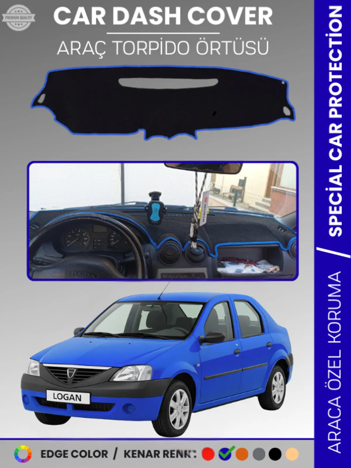 DACIA LOGAN 1 (2004-2012) Uyumlu Torpido Örtüsü Araca Özel Ön Göğüs Koruma