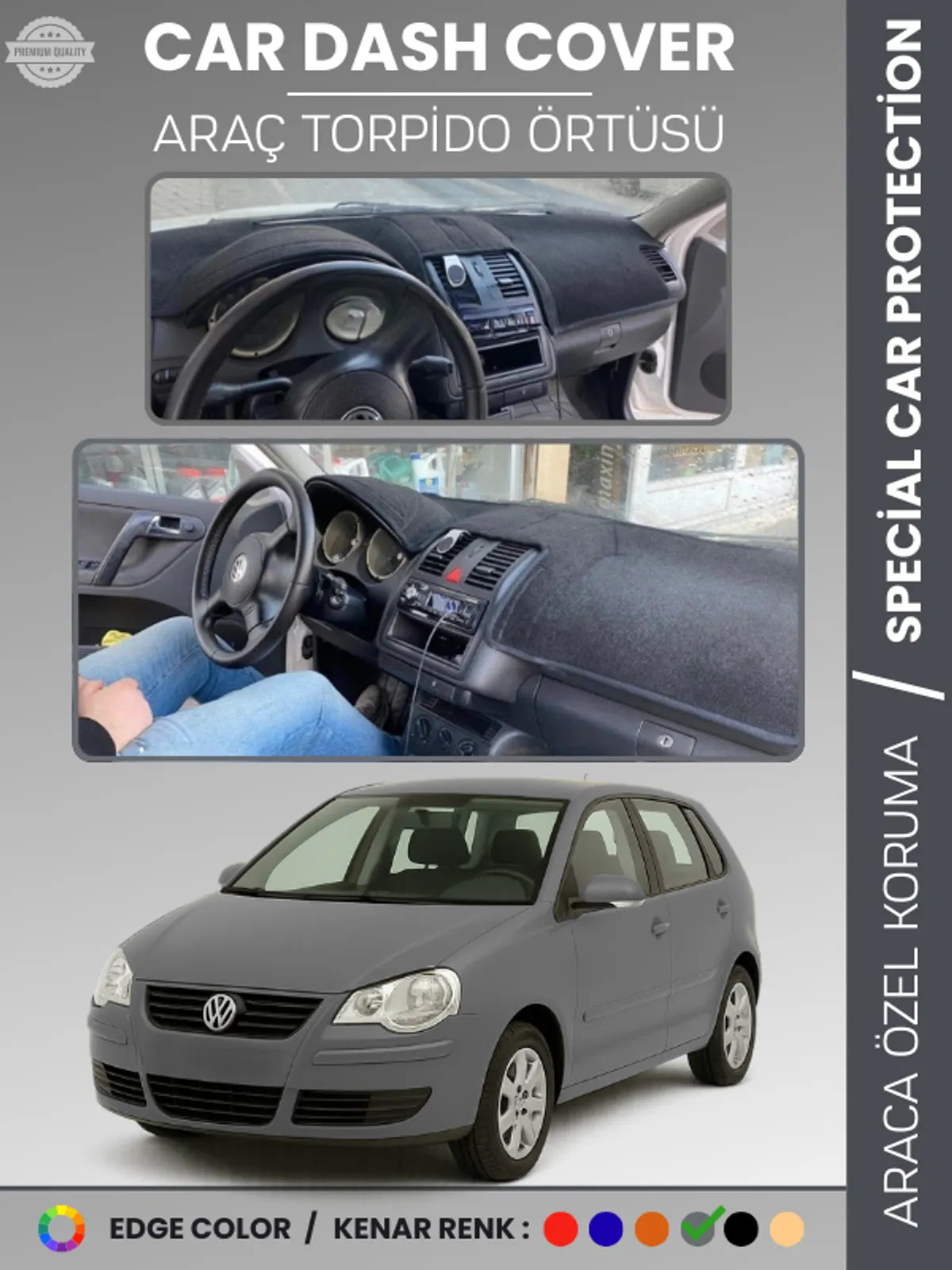 VOLKSWAGEN POLO DÜRBÜN GÖGÜS (2001-2009) Uyumlu Torpido Örtüsü Araca Özel Ön Göğüs Koruma